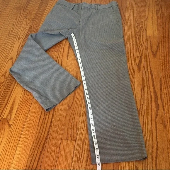 Express Producer Straight Leg Flat Front Gray Striped Pants - Picture 8 of 15